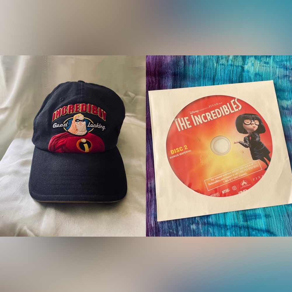 Disney World The Incredibles Incredibly Good Looking Adjustable Cap&DVD Bundle